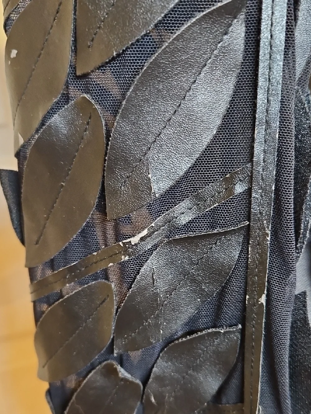 Frank Lyman Black Leaf-Pattern Faux Leather Zip Jacket Women 6 - Picture 6 of 13